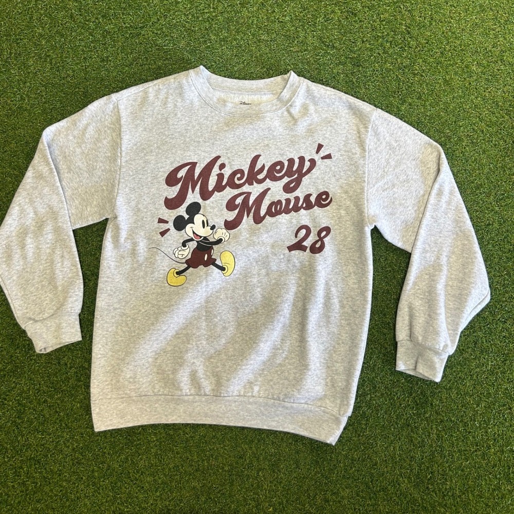 Disney Mickey Mouse 28 Graphic Sweatshirt Heather Gray Small S 4-6 Pullover